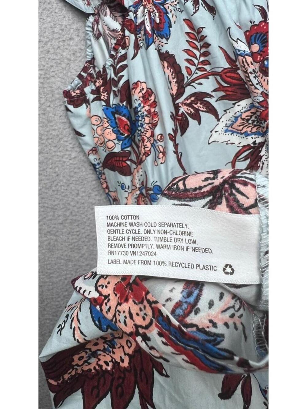 RHODE x Target Leafy Floral Cutout Maxi Dress Light Blue Cotton Boho Pockets L - Picture 6 of 9
